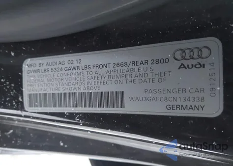 2012 Audi A7 Premium z USA, uszkodzony, nr VIN WAU3GAFC8CN134338